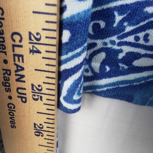 Chico's Blue and White Paisley Open Front Cardigan Sweater Sz Chico's 3 (XL) - Picture 7 of 9